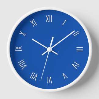 Reloj De Pared Azul cobalto sólido con numero romano blanco