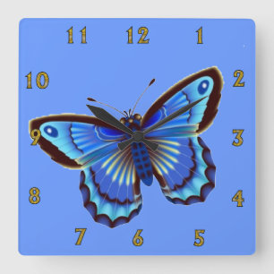 Reloj de pared azul de Butterfiy