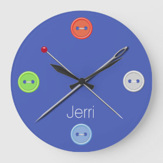 Reloj de pared azul de la costurera