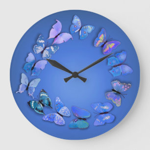 Reloj de pared azul de la novedad de la mariposa