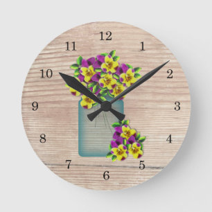 Reloj de pared azul de los pensamientos del tarro