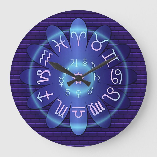 Reloj de pared azul de los símbolos de la (Anverso)