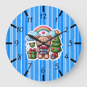 Reloj de pared azul de osito de peluche lindo