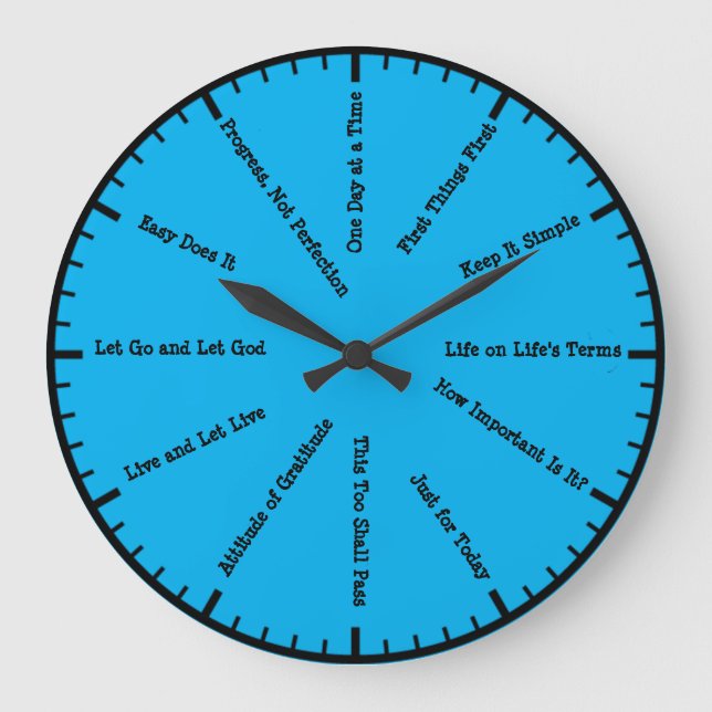 Reloj de pared azul de sobriedad de 12 pasos para  (Anverso)