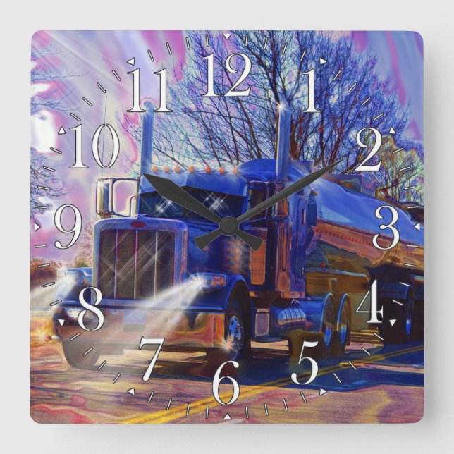 Reloj de pared azul del camión de petrolero del (Anverso)