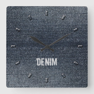 Reloj de pared azul del dril de algodón de la