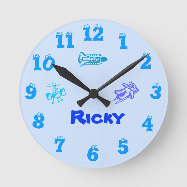 Reloj de pared azul del espacio (Anverso)