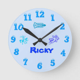 Reloj de pared azul del espacio