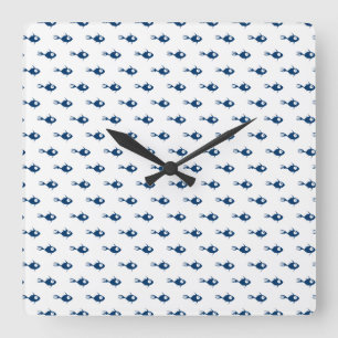 Reloj de pared azul del modelo de los pescados