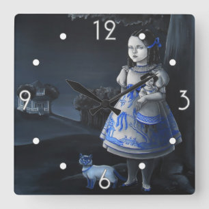 Reloj de pared azul del sauce