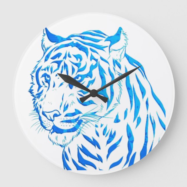 Reloj de pared azul del tigre (Anverso)