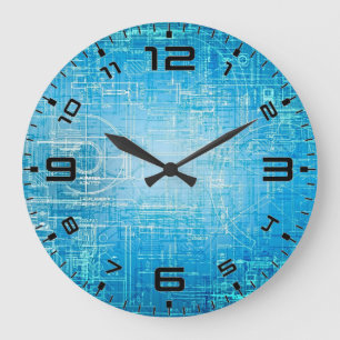 Reloj de pared azul eléctrico - Plano de tecnologí