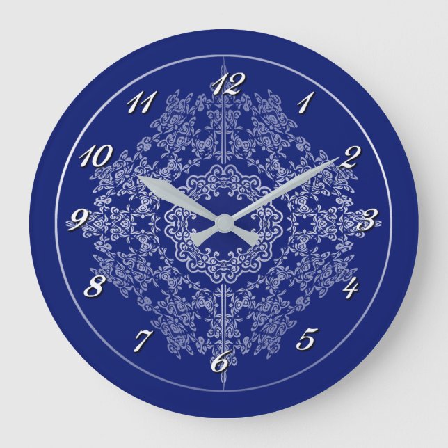 Reloj de pared azul filigrí plateado (Anverso)