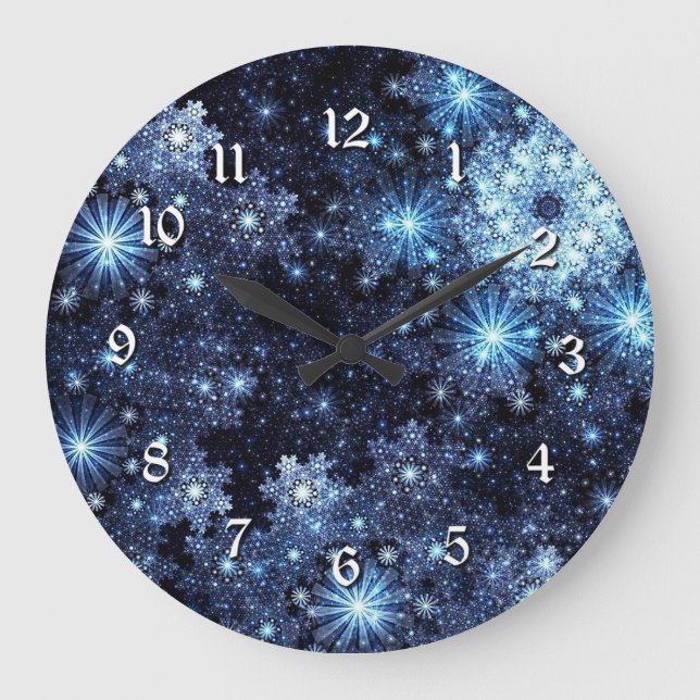 Reloj de pared azul hivernal del modelo del copo (Anverso)