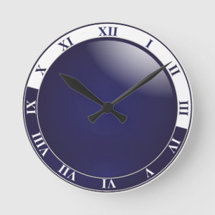 Reloj de pared azul marino y blanco