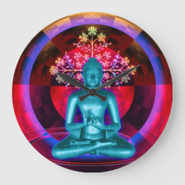 Reloj de pared azul Meditating de Buda