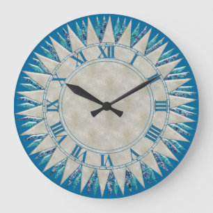 Reloj de pared azul plateado