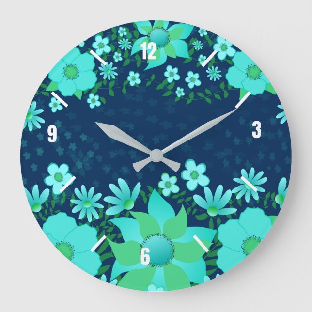 Reloj de pared azul turquesa Navy Tropical Vibe (Anverso)