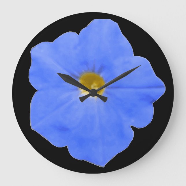 Reloj de pared azul y amarillo de Petunia (Anverso)