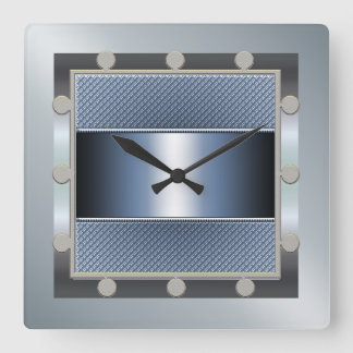 Reloj de pared azul y de plata