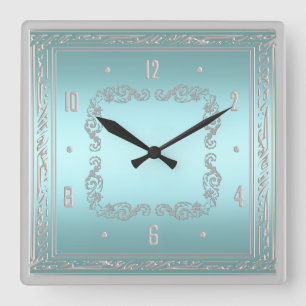 Reloj de pared azul y de plata elegante