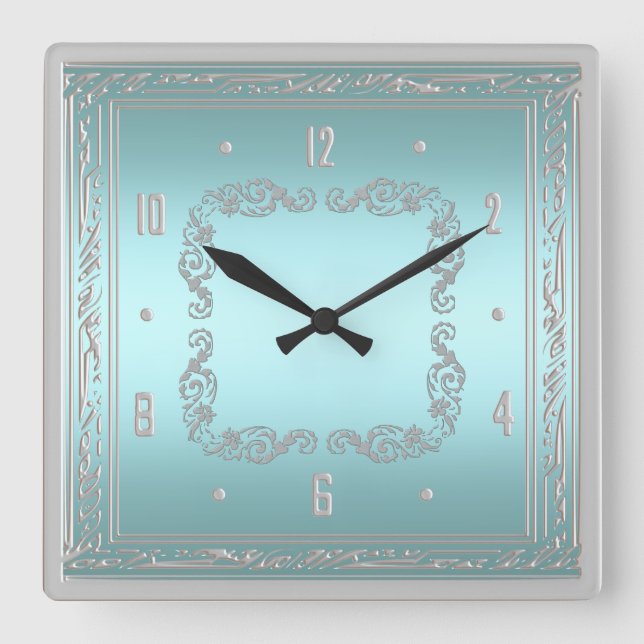Reloj de pared azul y de plata elegante (Anverso)