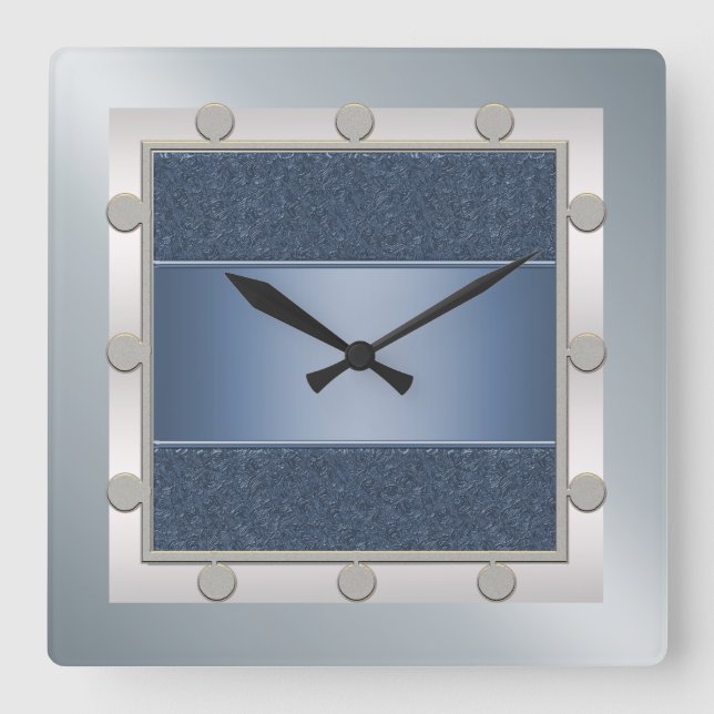 Reloj de pared azul y plata (Anverso)