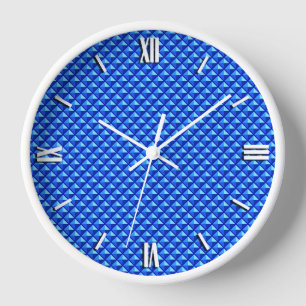 Reloj De Pared azul zafiro, aspecto de esmalte, cuadrícula de cla