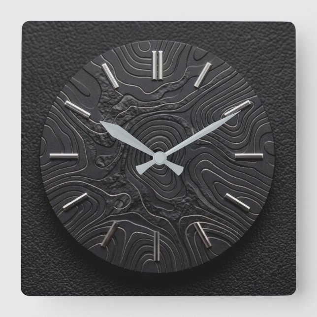 Reloj de pared basalto negro + esfera de estilo pl (Anverso)