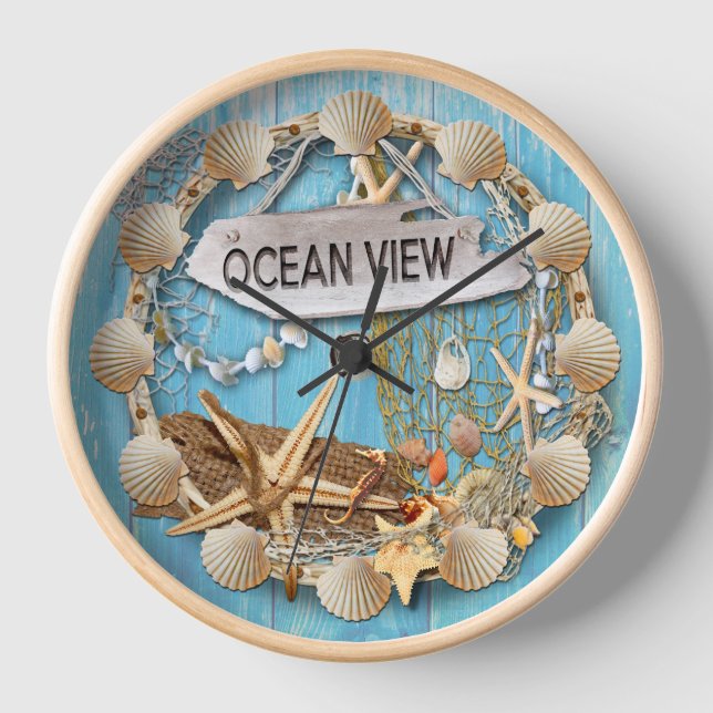 Reloj De Pared Beach Hut/Beach House Clock, Ocean View (Anverso)