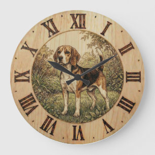 Reloj de pared Beagle en el parque de primavera