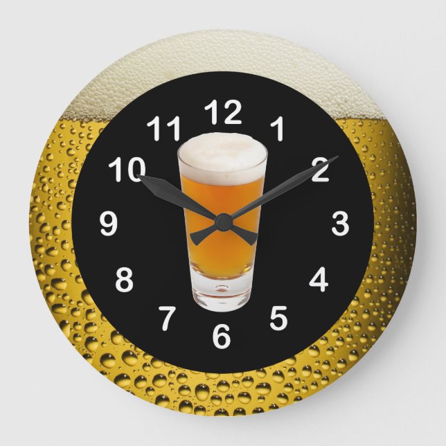 Reloj de pared Beer O'Clock dorado ámbar (Anverso)