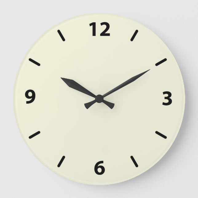Reloj de pared beige con números negros (Anverso)