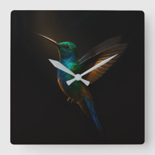 Reloj de pared Black 4 Luxe con colibrí volador