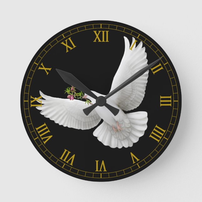 Reloj de pared blanco de la paloma de la paz que (Anverso)