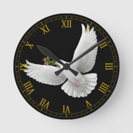 Reloj de pared blanco de la paloma de la paz que
