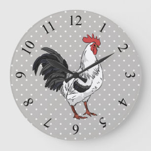 Reloj de pared blanco elegante del gallo