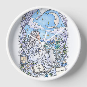 Reloj de Pared Blanco Soñador Niño Luna™ Deseo