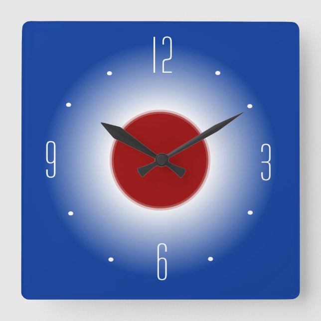 Reloj de pared blanco y azul rojo de Design> del (Anverso)