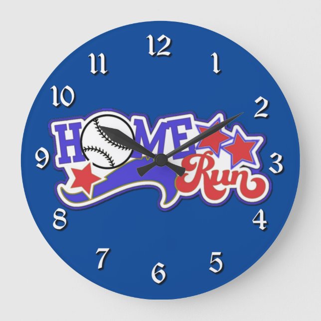 Reloj de pared blanco y azul rojo del béisbol del (Anverso)