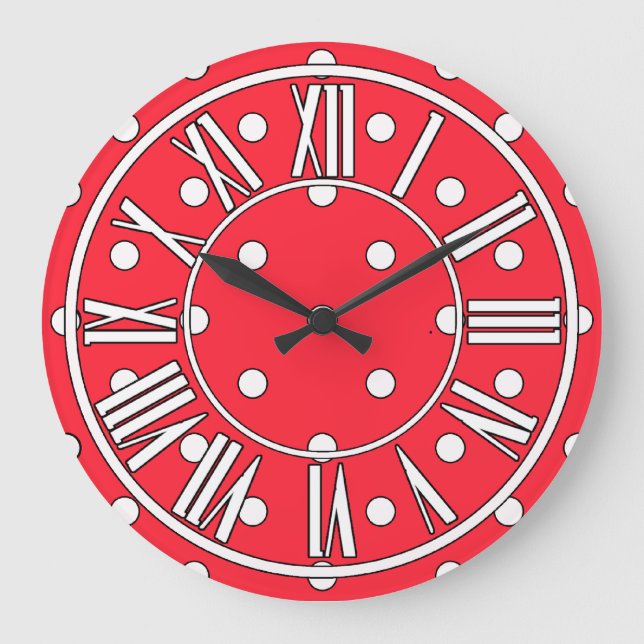 Reloj de pared blanco y negro rojo (Anverso)