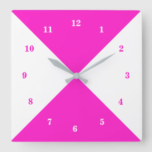 Reloj de pared blanco y rosa