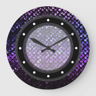 Reloj de pared Bling cristalino púrpura Strass