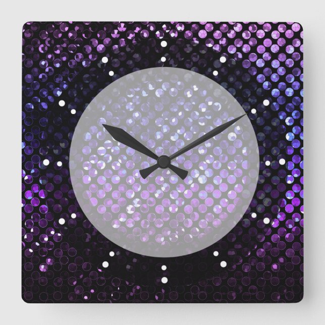 Reloj de pared Bling cristalino púrpura Strass (Anverso)