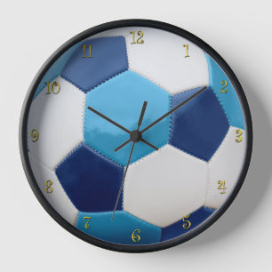 Reloj De Pared Blues del balón de fútbol con números amarillos