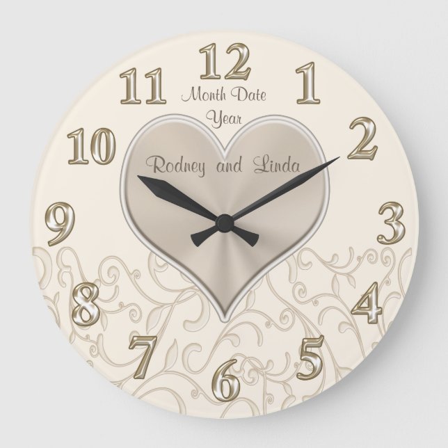 Reloj de pared Boda personalizado o aniversario (Anverso)