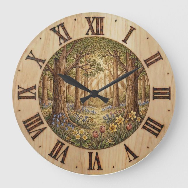 Reloj de pared - Bosque de primavera (Anverso)