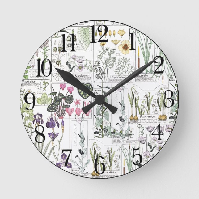 Reloj de pared botánico de las flores de Nouveau (Anverso)