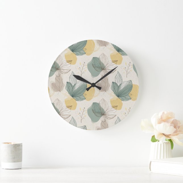 Reloj de pared botánico de primavera suave (Hogar)