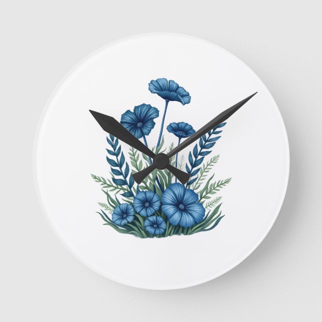 Reloj de pared botánico | Decoración floral para e (Anverso)
